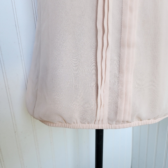 Express Womens Beaded Collar Tank Blush Pink Elastic Hem Back Neck Keyhole Sz M - Picture 5 of 12